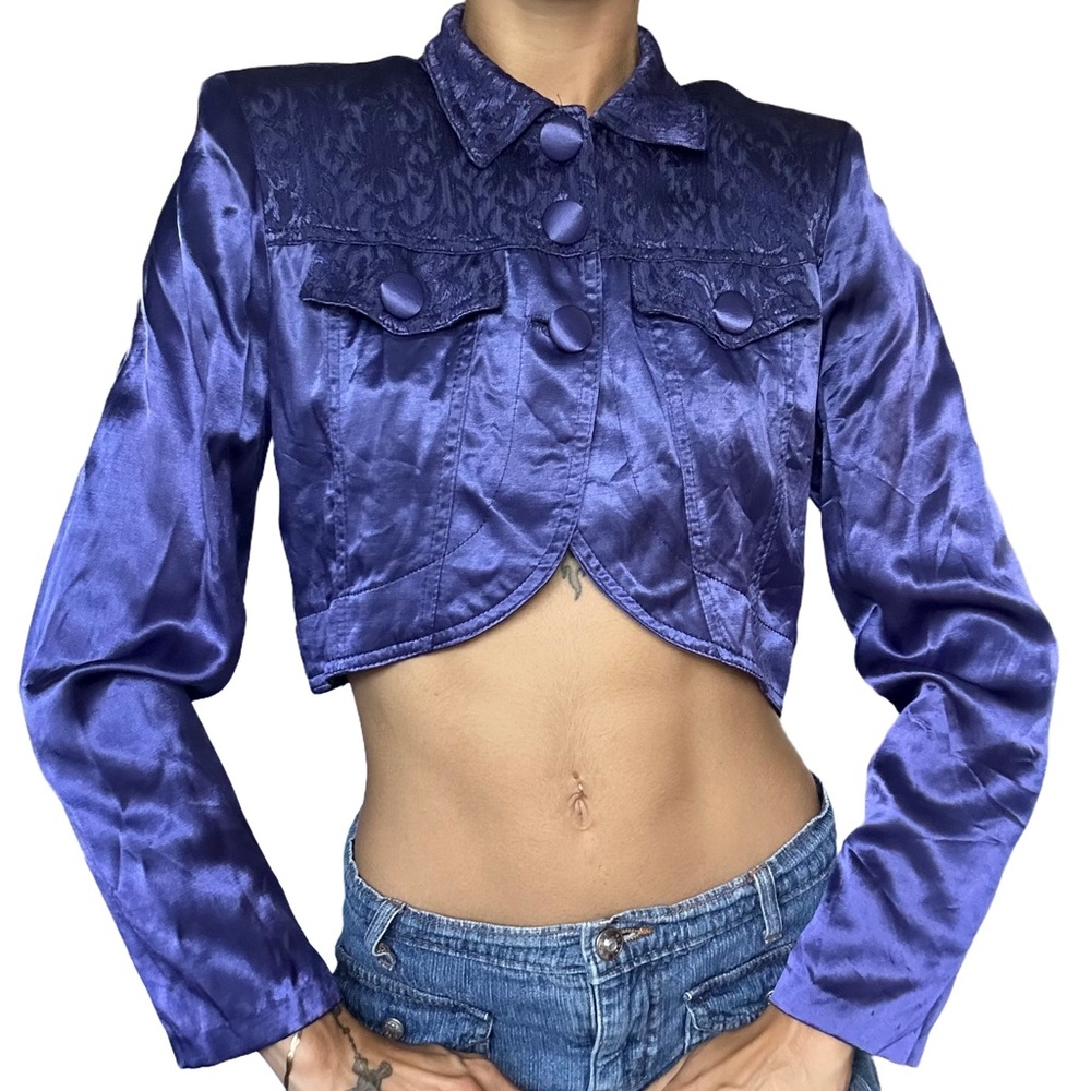 80s Vintage Satin Jacket Blouse